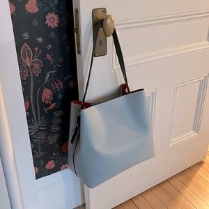 Blue leather bucket bag MADE IN ITALY